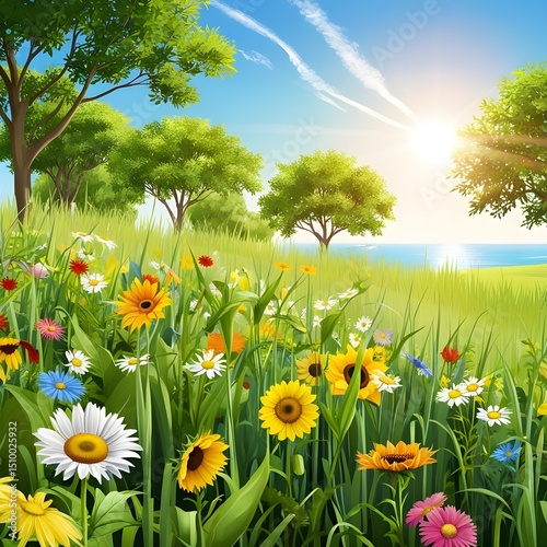 spring landscape with flowers