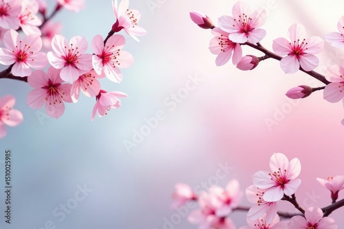 Soft pastel sakura branch pattern, subtle color gradient , design, spring pattern
