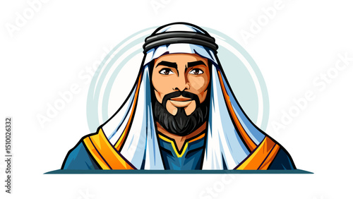 Arab Sheikh Wearing Ghutra and Agal Vector
