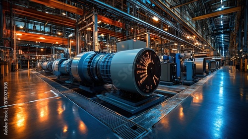 Heart of innovation giant industrial motors stand ready a testament to human ingenuity and future s pulse with low angle