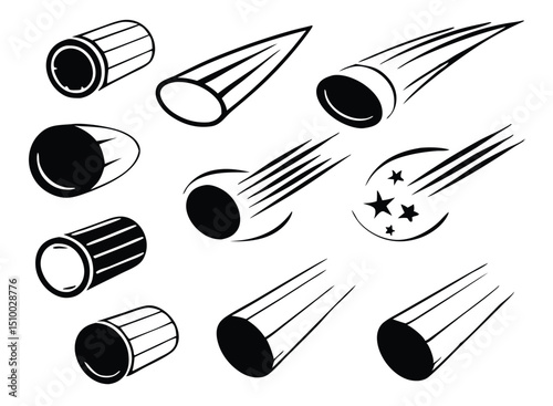 Hockey Puck Clipart Set – Black and White Vector Illustrations with Motion Effects, Speed Lines, and Impact Bursts for Sports Design. Hockey puck Ice hockey Hockey stick, Cartoon Hockey.
