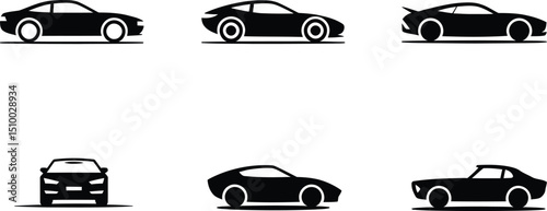 Silhouette Illustration of Classic Sports Cars on Dark Backdrop, Automotive Design, Transportation, and Racing Heritage