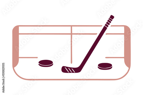 Crossed Hockey Sticks and Puck Icon Set – Black and Colorful Flat Design Illustrations for Ice Hockey, Winter Sports, and Team Logos. Hockey Stick Logo Vector Template Design. 