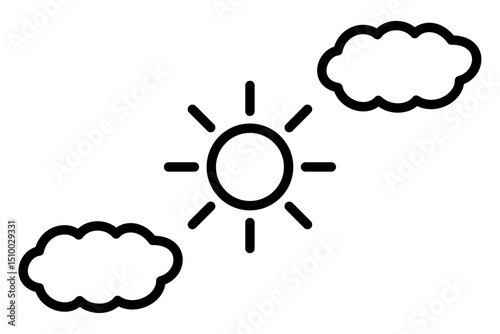 シンプルな太陽と雲のイラスト