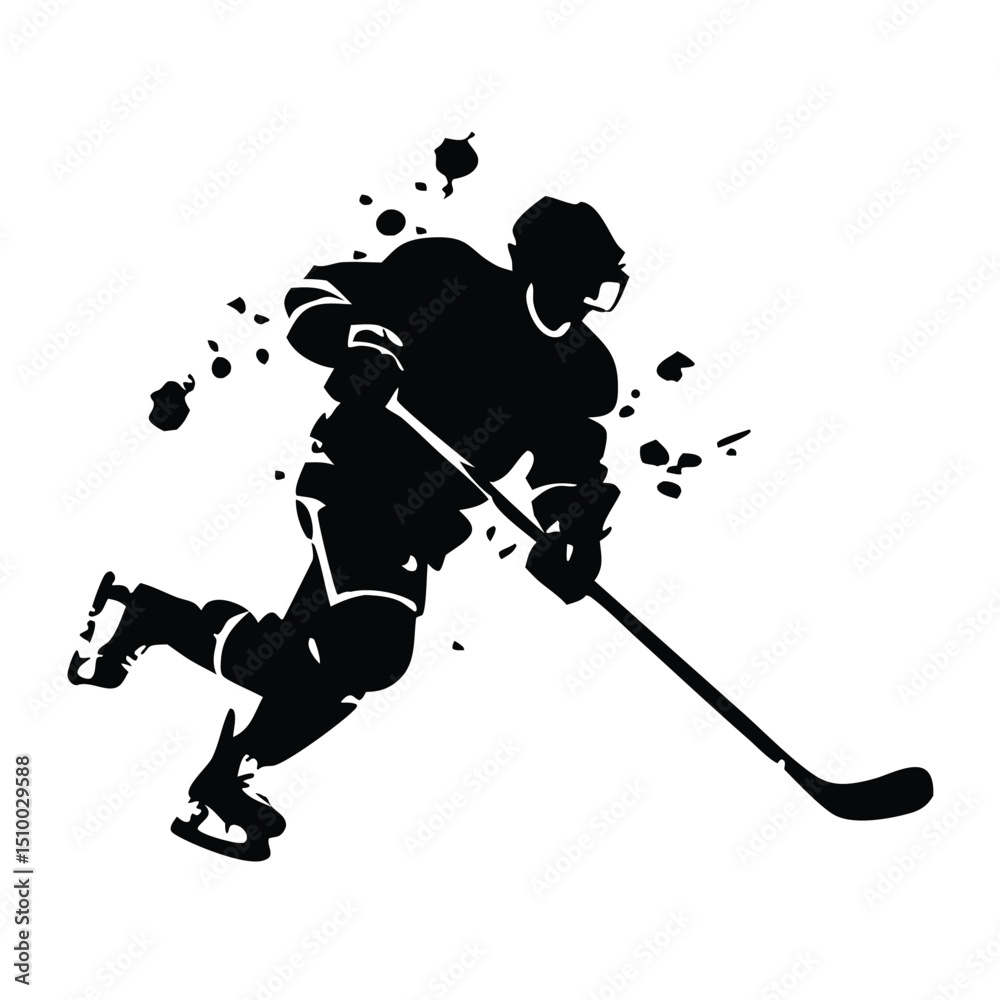 Obraz premium Ice Hockey Player Winter Sports Hockey Player Hockey Stickers Cut Files. Vintage Ice Hockey Player and Referee Vector Set – Black and White Sports Silhouettes and Illustrations.