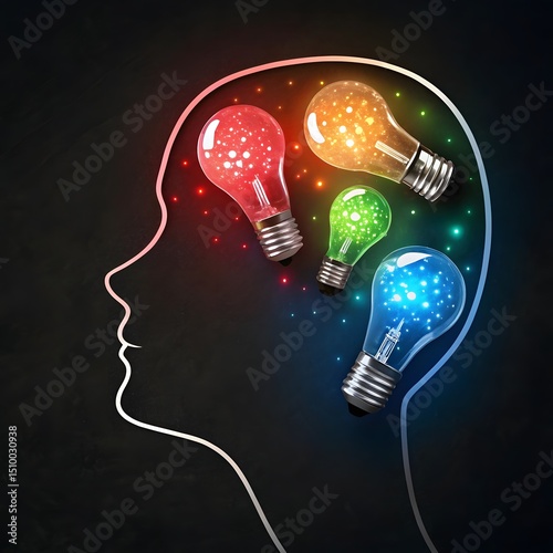human head with light bulb inside