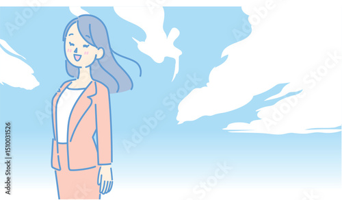 笑顔の女性のイラスト