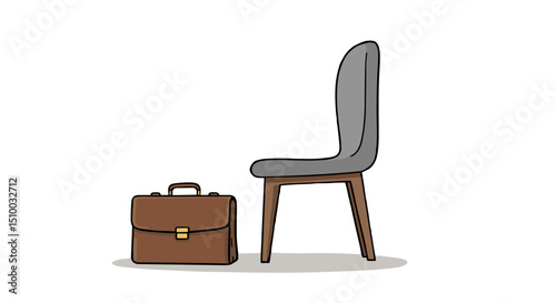 modern chair next to a brown briefcase on a white background