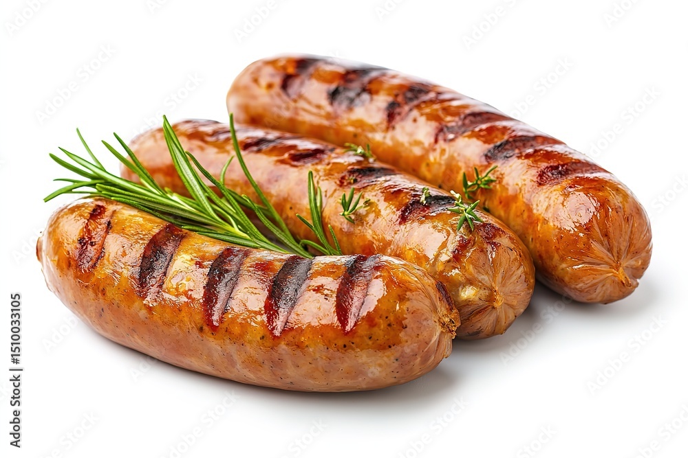 Three delicious grilled sausages with rosemary and thyme Three delicious grilled sausages with rosemary and thyme