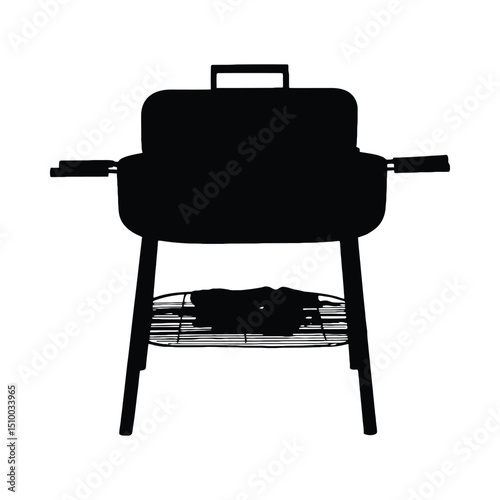Portable charcoal grill silhouette