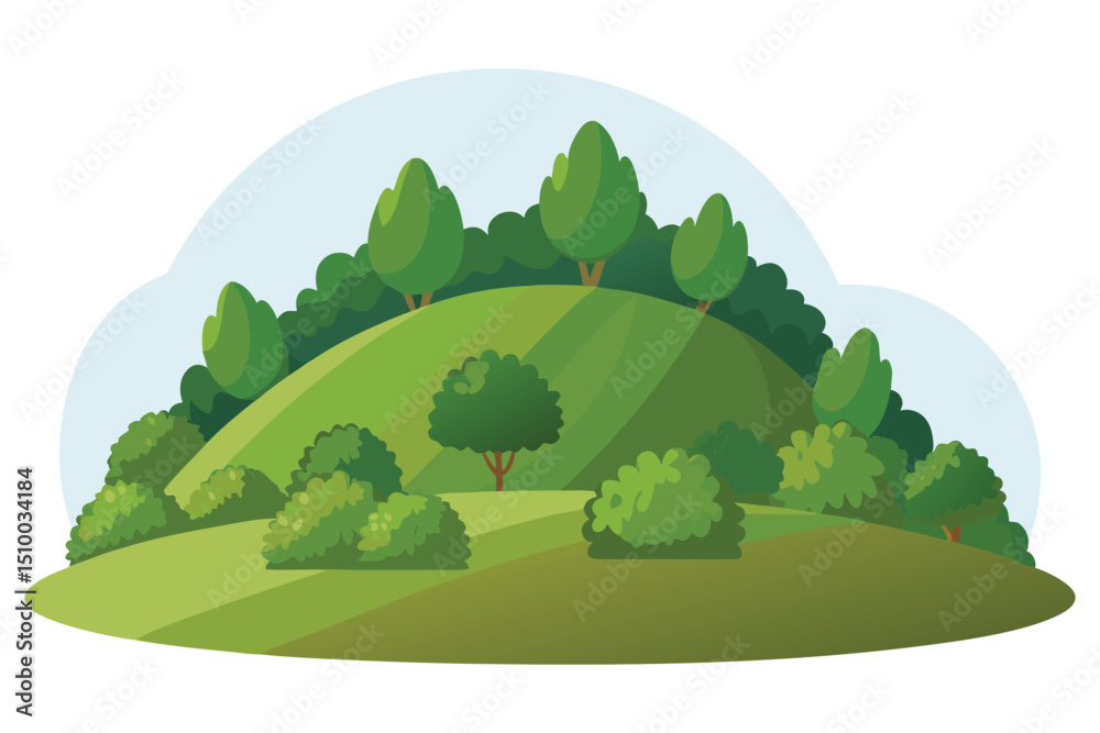 Fototapeta premium Hill with bushy shrubs