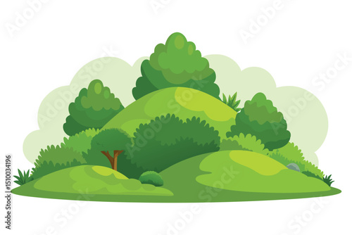 Hill with bushy shrubs