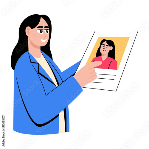 Flat style illustration showing a person checking a resume
