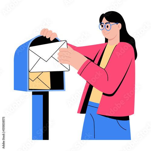 Flat style illustration showing a candidate receiving offer letter