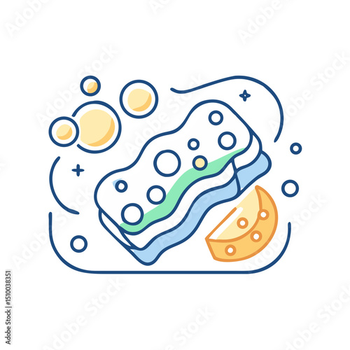 Soap sponge with bubbles.