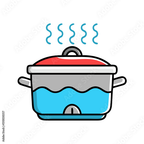 Cooking pot with steam.