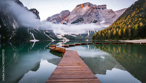 mountain lake in the morning
