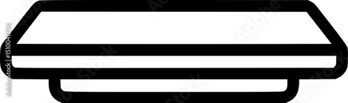 A black outline drawing of a stackable takeout container with a lower holding tray