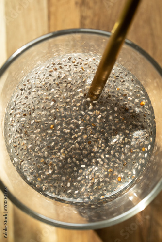 Close-Up Detail of Hydrated Chia Seeds Showing Gel Texture and Nutritional Richness photo