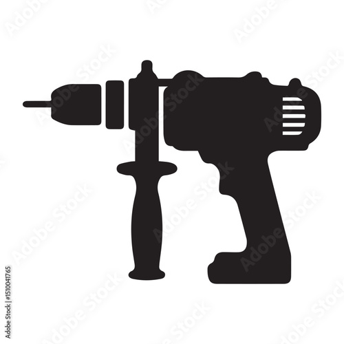 Drill machine vector art silhouette.