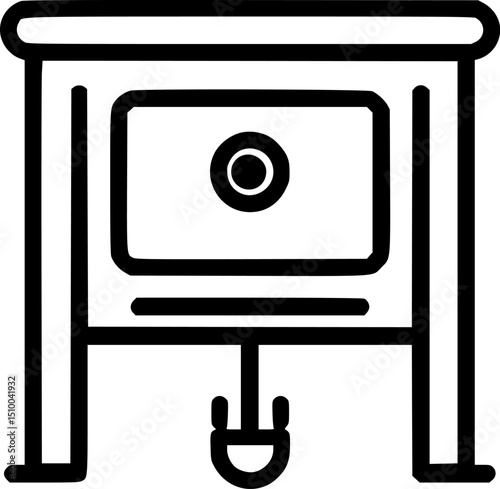 A tablefurniture icon showing drawer with a knob and a plug below