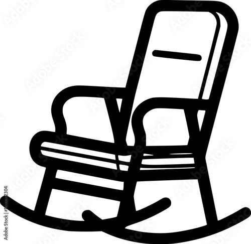 Black  white image of a rocking chair