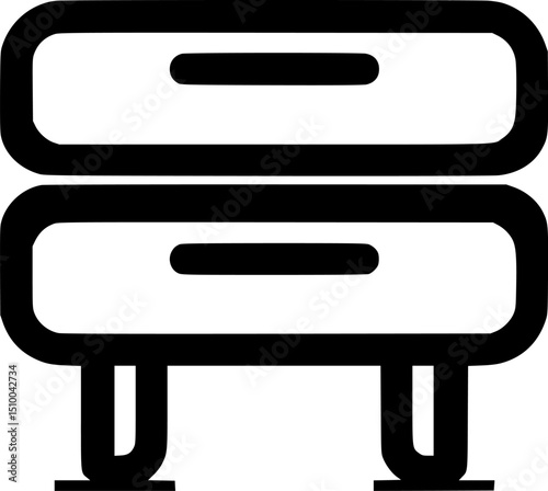 Twodrawer black and white dresser with handles and legs
