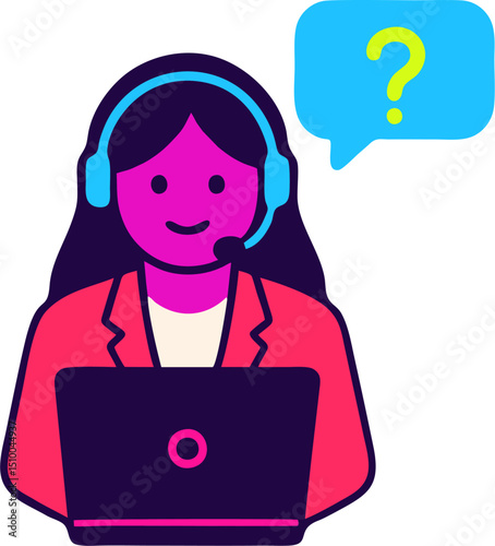 Help desk operator with a question mark