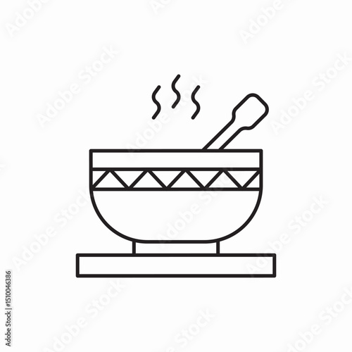 Hot soup meal bowl icon vector sign