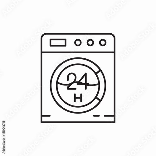 laundry twenty four hours icon vector sign