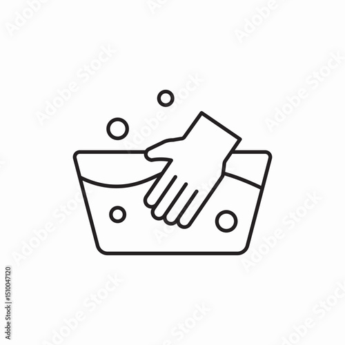 Hand washing dishes cleaning icon vector sign