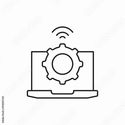 laptop settings configuration gear icon vector sign