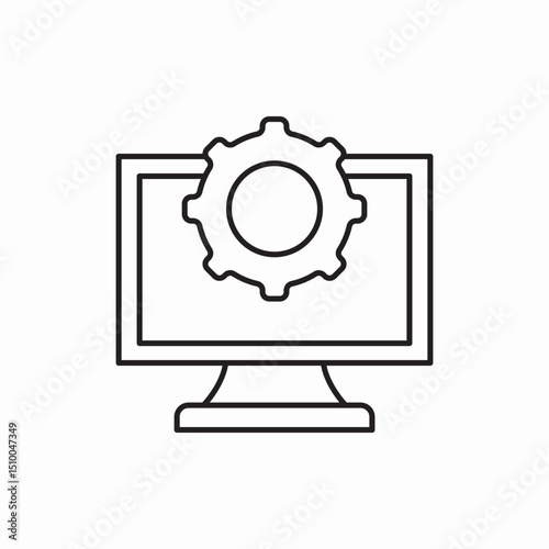 Computer settings configuration gear icon vector sign