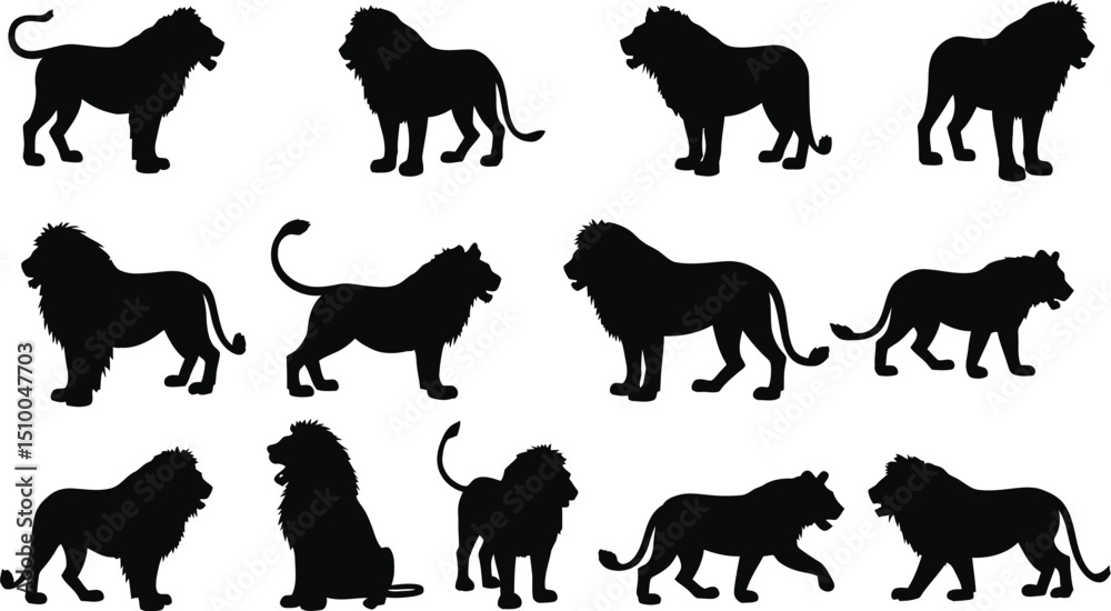 Fototapeta premium Animal Lion Icon Collection