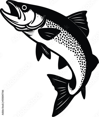 Trout Fish Leap Water Logo Vector