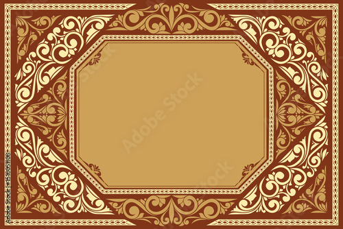 Decorative ornate retro floral blank card template