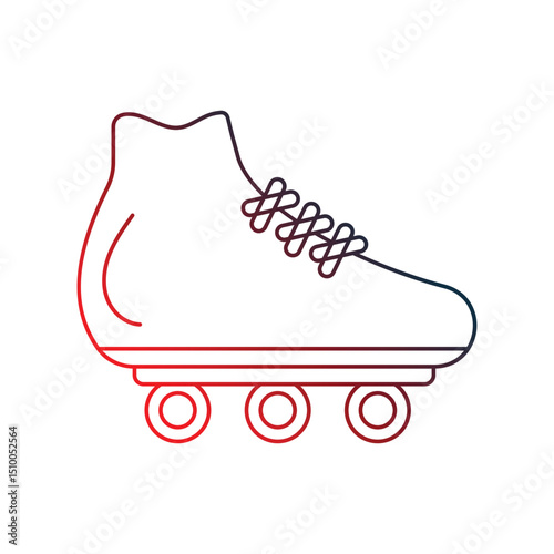 roller skate gradient outline icon with white background vector stock illustration