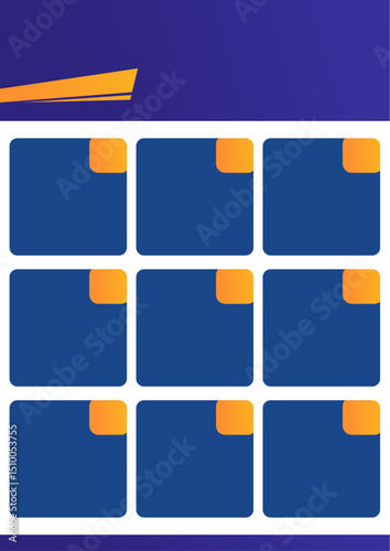product catalog background for promotion with nine highlights where the main product is in blue and gold scribble