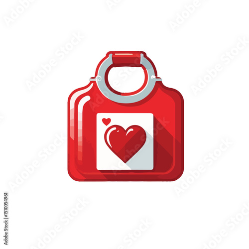single red blood bag icon with a small heart cutout in the center