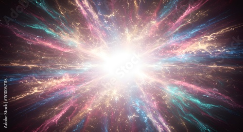 Vibrant Burst of Cosmic Energy A Spectacular Depiction of a Celestial Explosion with Radiant Colors and Limitless Expansion, oFsdm5F+THAAAAAASUVORK5CYII=