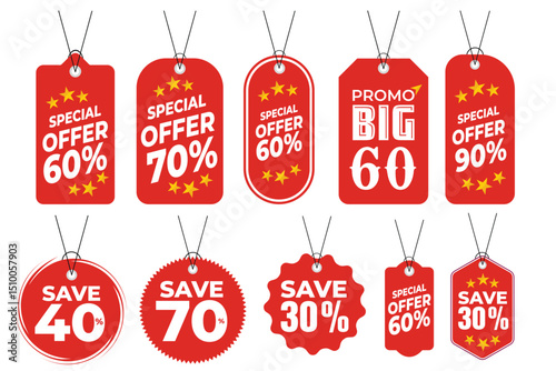 Special Offer Discount Tags- Discount Tags Vector-Discount offer Red Tags 