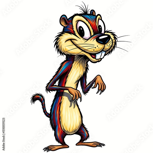 cartoon caricature illustration of a crazy funny wild gopher rodent wildlife, silly, goofy, expressive, exaggerated, creature, cartoon animal, digital art, animated, teeth, buck teeth, big eyes