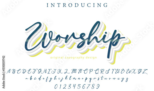 Worship Font Stylish brush painted an uppercase vector letters, alphabet, typeface