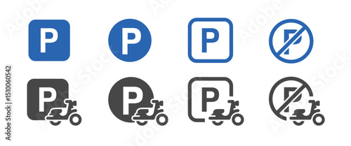 Motorcycle parking sign set.