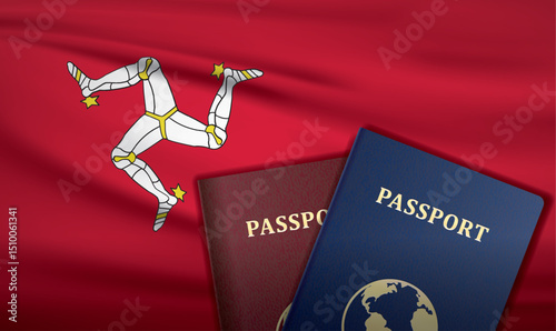 Isle Passport with flag of Isle Background	