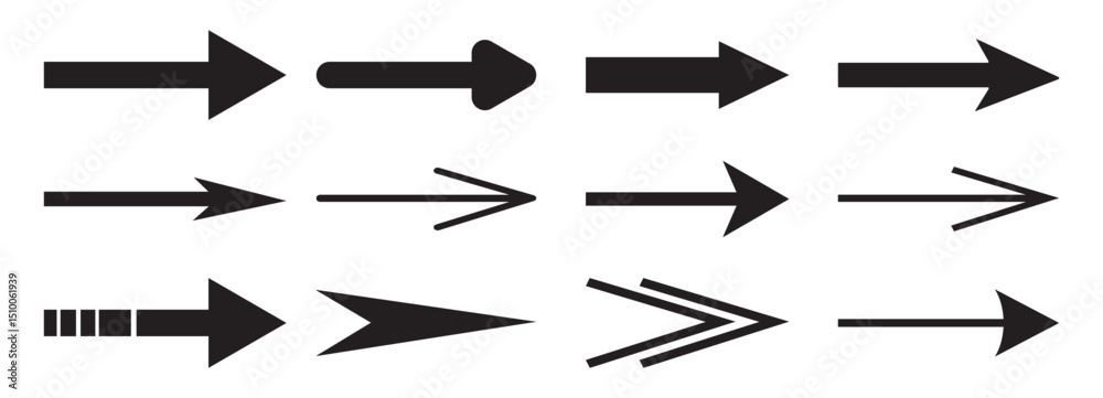 Arrow And Cursor Icons. Arrow icon set isolated on white background