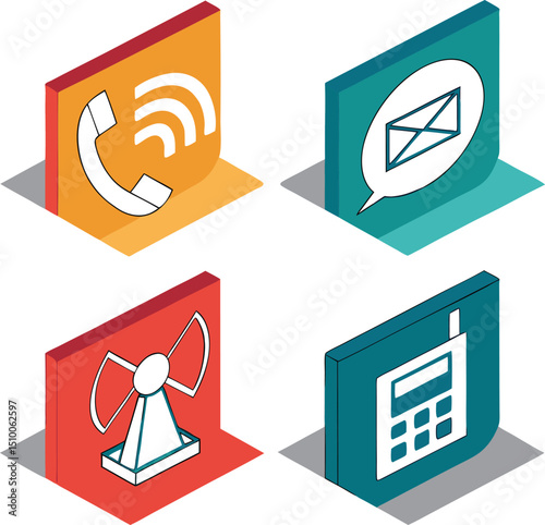 Set of Communication and Internet Icons for Web Design
