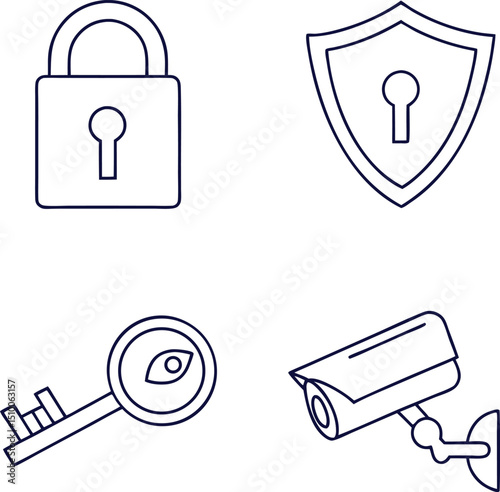 Security camera icon vector set with shadow for web and business design