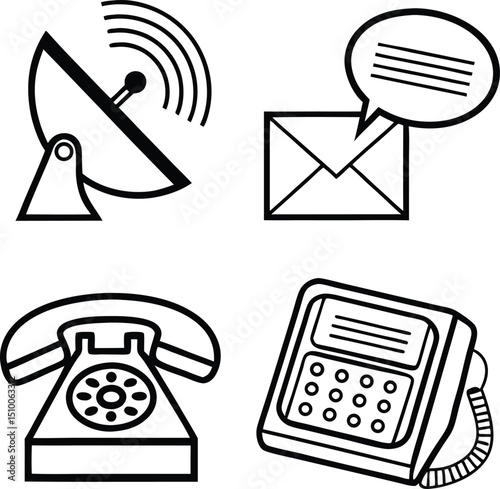 Phone icon set for communication and technology vector design