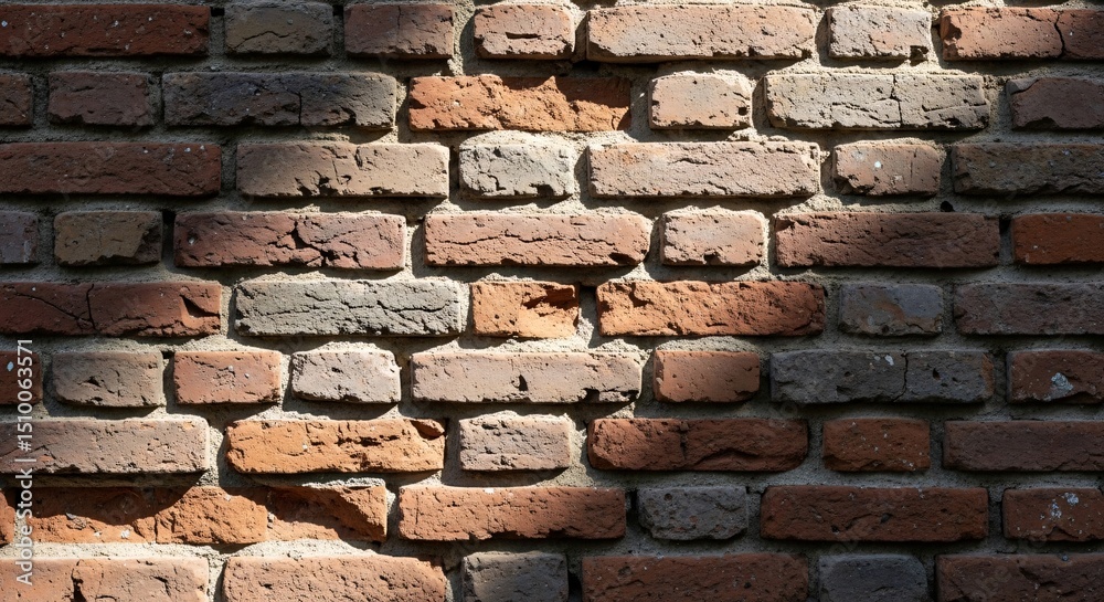 Fototapeta premium Detailed brick wall, showcasing an aged texture and unique arrangement